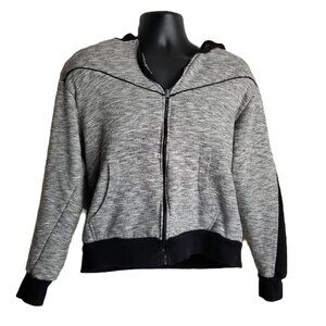 Modern Culture Sherpa Lined Zip Hoodie Medium Gray Black Y2K Streetwear